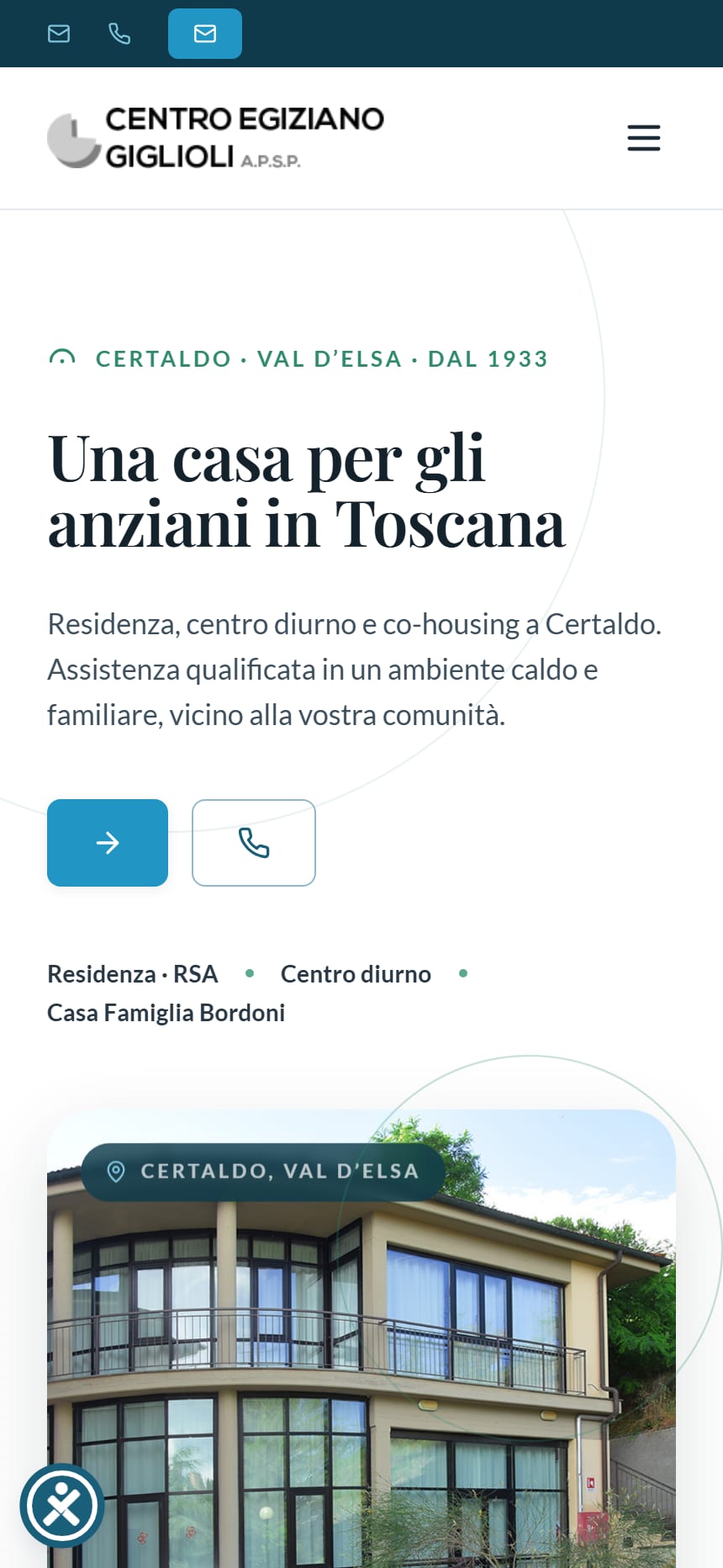 Centro Egiziano Giglioli — il sito su telefono