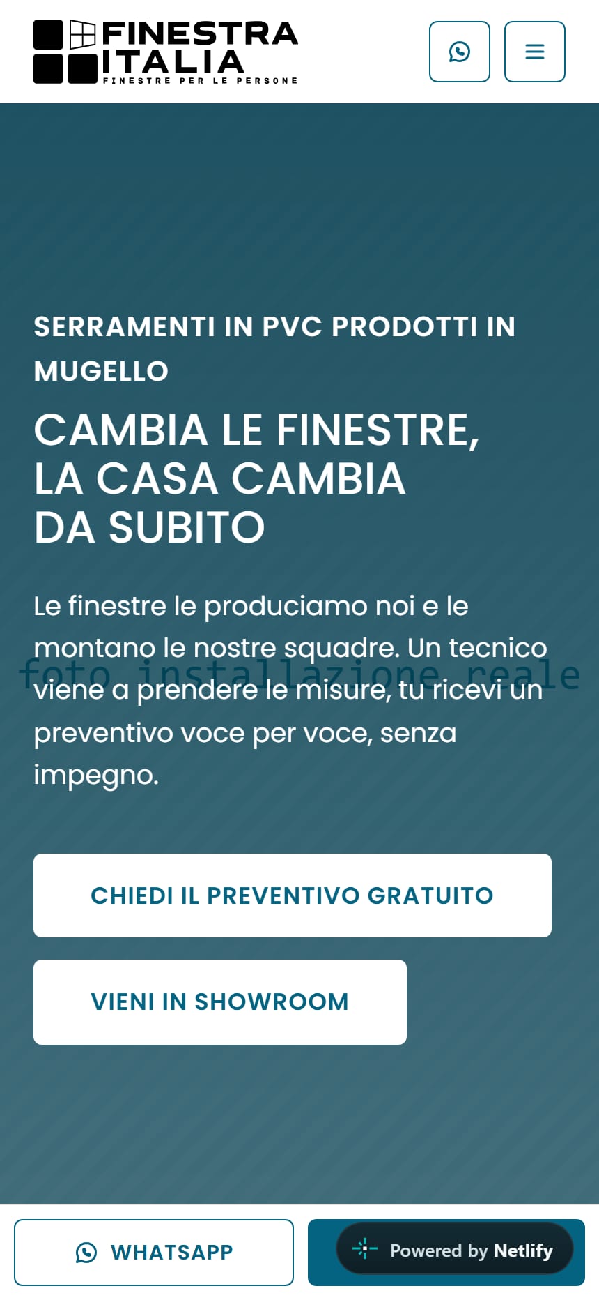 Finestra Italia — il sito su telefono