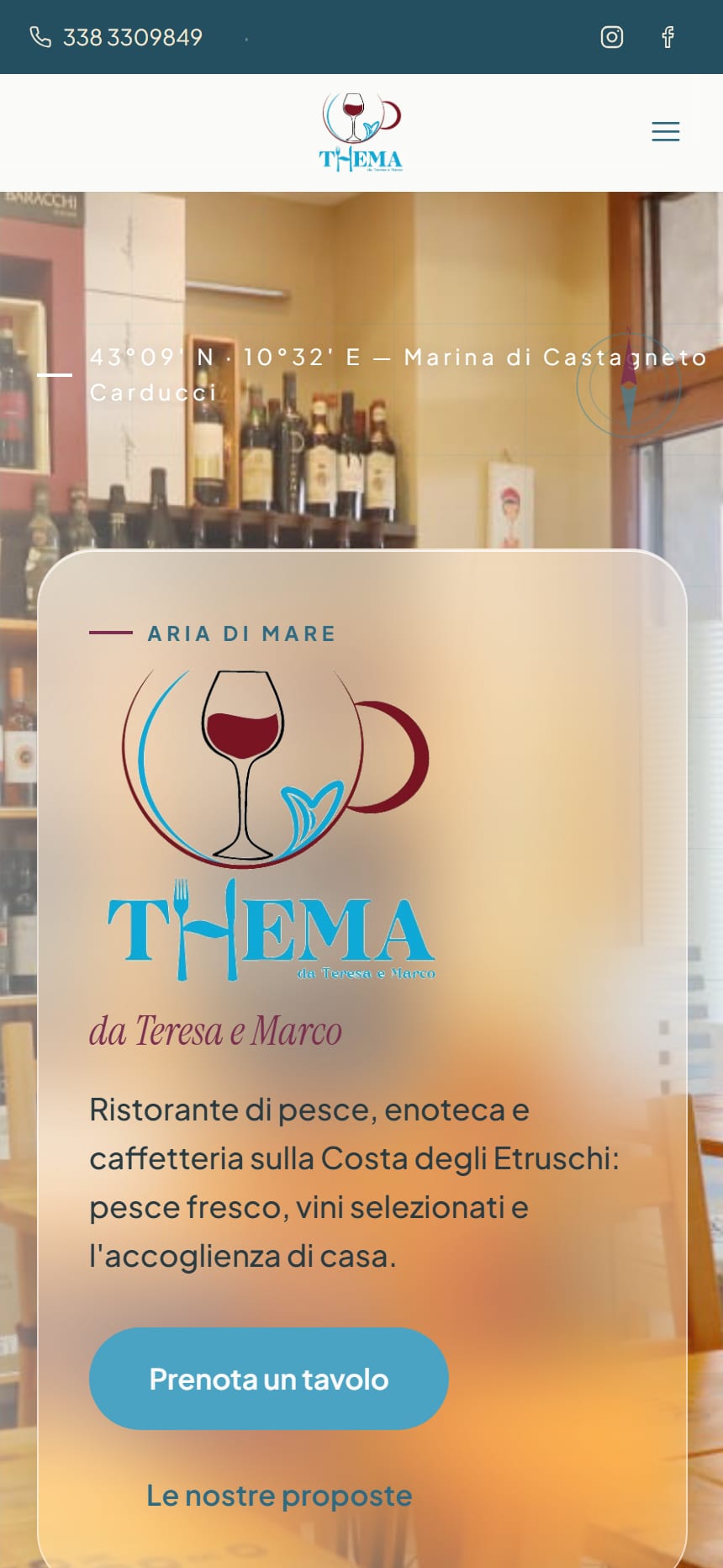 Thema Ristorante — il sito su telefono